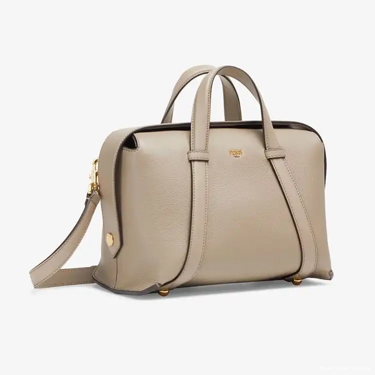 Affordable HOT In Grained Grey Boston Bag 365 Leather Fendi Medium 0521